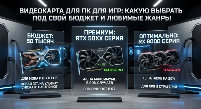 Видеокарта для ПК для игр: какую выбрать под свой бюджет и любимые жанры: что выбрать под свои задачи и бюджет в 2026