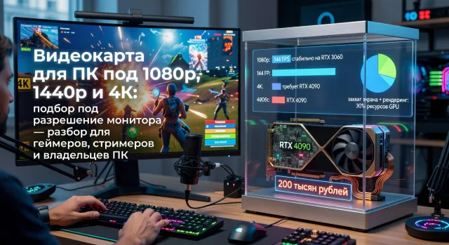 Видеокарта для ПК под 1080p, 1440p и 4K: подбор под разрешение монитора — разбор для геймеров, стримеров и владельцев ПК